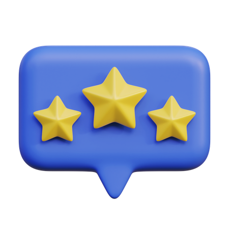 Three Star Speech Bubble  3D Icon