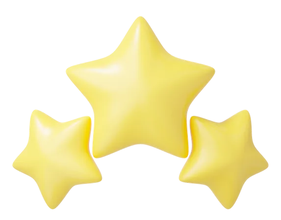 3 D 3 Lucky Star Icon Three Cute Smooth Yellow Stars Glossy Isolated On Transparent New Achievements Top Ratings From Feedback Customer Ui Cartoon For Game Minimal Style 3 D Render Illustration 3D Icon