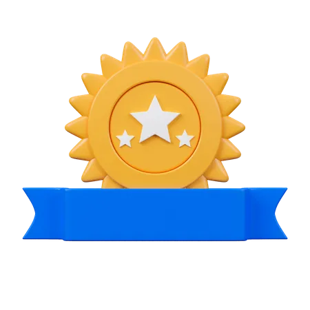 Three Stars Medal With Blue Ribbon 3 D Icon 3D Icon