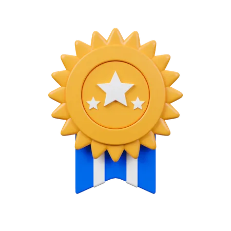 Three Stars Medal With Blue And White Stripes Ribbon 3 D Icon 3D Icon