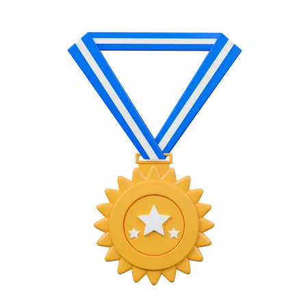 Three Stars Medal With Blue And White Stripes Lace 3 D Icon 3D Icon