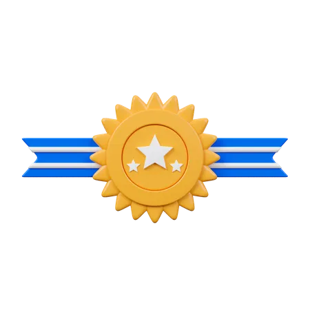 Three Stars Medal With Two Blue And White Stripes Ribbons 3 D Icon 3D Icon