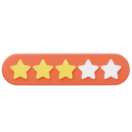 Three Stars Rating  3D Icon