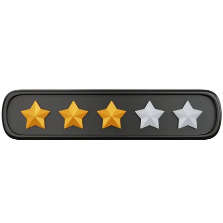 3 D Rendering Gold Star Rating With Three Stars Filled Isolated 3D Illustration
