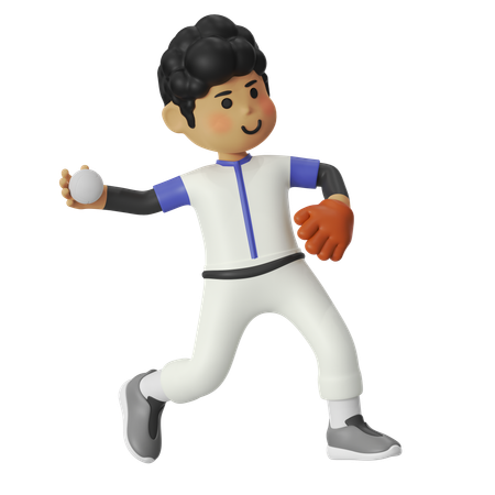 Throw Ball Baseball Player Boy  3D Icon