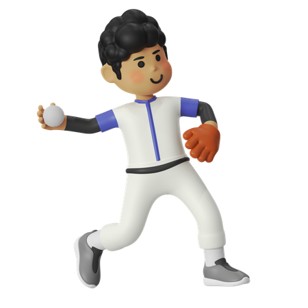 Throw Ball Baseball Player Boy  3D Illustration
