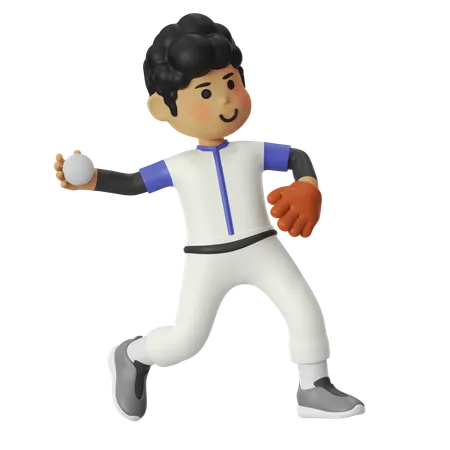Throw Ball Baseball Player Boy  3D Illustration