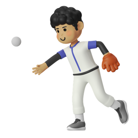 Throwing Baseball Player Boy  3D Icon