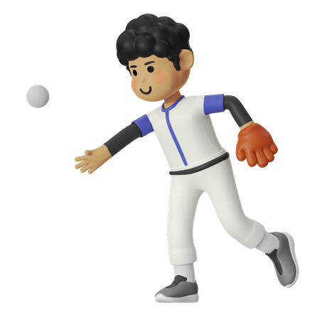 Throwing Baseball Player Boy  3D Illustration