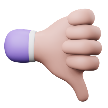 Thumb Down Hand Gesture 3D Illustration