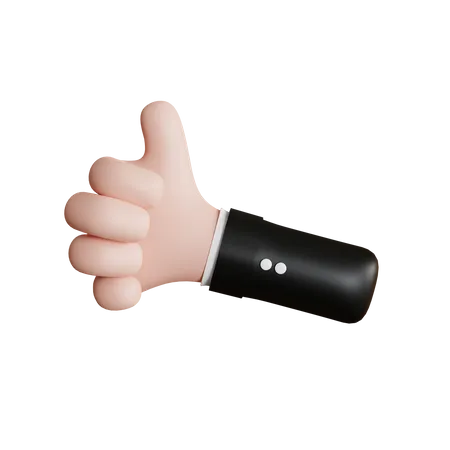 Cute Thumb Up Hand Gesture Cartoon Style Finger Gesture 3 D Illustration 3D Icon
