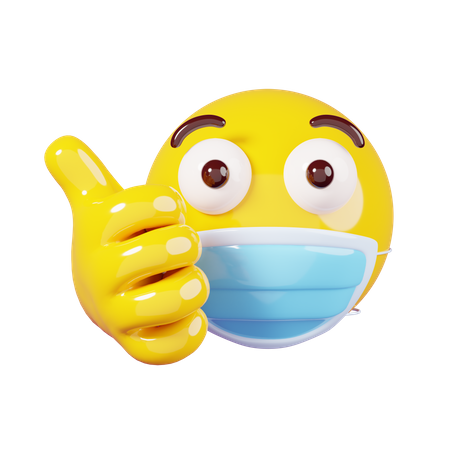 Thumb Up In Mask Emoji  3D Emoji