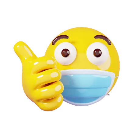 Thumb Up In Mask Emoji  3D Illustration