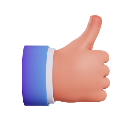 Thumbs Up Hand Gesture 3D Illustration