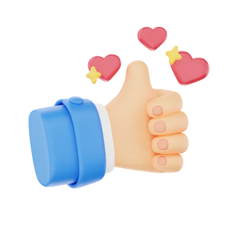 Thumbs Up With Hearts Hand Gesture  3D Icon