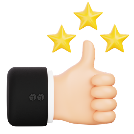 Thumbs Up with Stars  3D Icon