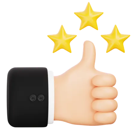 Thumbs Up with Stars  3D Icon