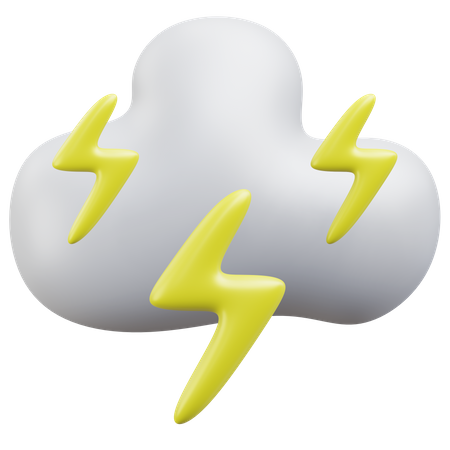 Thunder and cloud  3D Icon