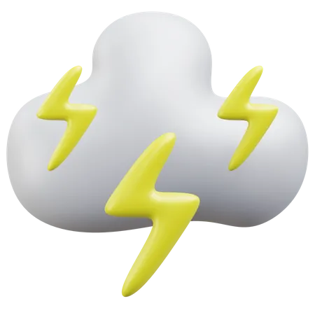 Thunder And Cloud Weather 3 D Icon Illustration With Transparent Background 3D Icon