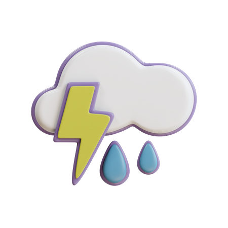 Thunder Rain  3D Icon