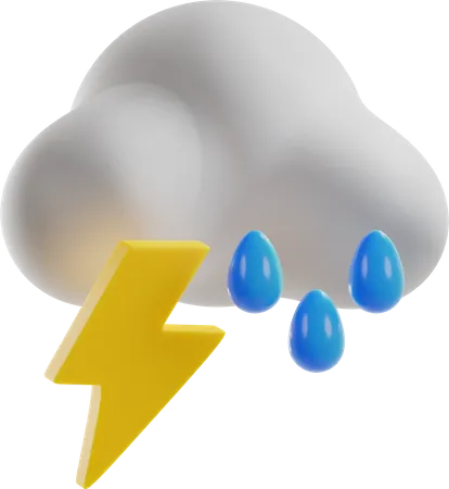 Thunder Rain  3D Illustration