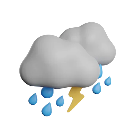 Cloudy Rain Storm 3D Icon