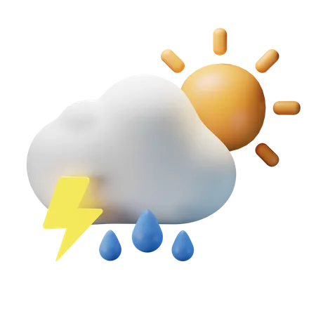Thunder Rain Day  3D Icon