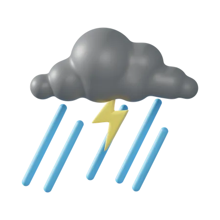 Thunder Rain Strom  3D Illustration