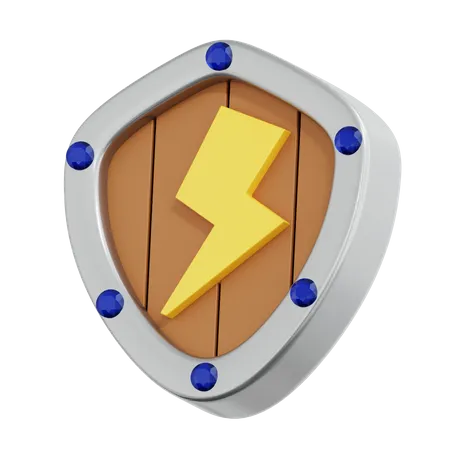 3 D Thunder Shield Of Game Asset Icon 3D Icon