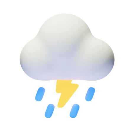Thunder Storm Day Cloud  3D Icon