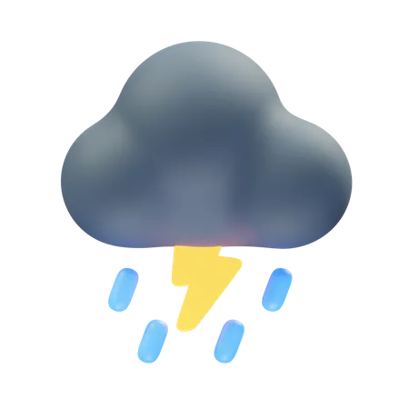 Thunder Storm Night Cloud  3D Icon