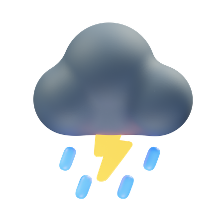 Thunder Storm Night Cloud  3D Icon