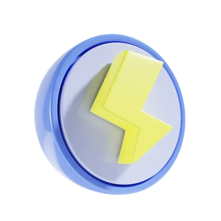 Thunderbolt With Round Background 3 D Icon 3D Icon