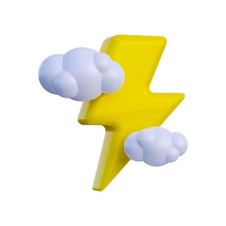 Thunderbolt With Cloud 3D Illustration