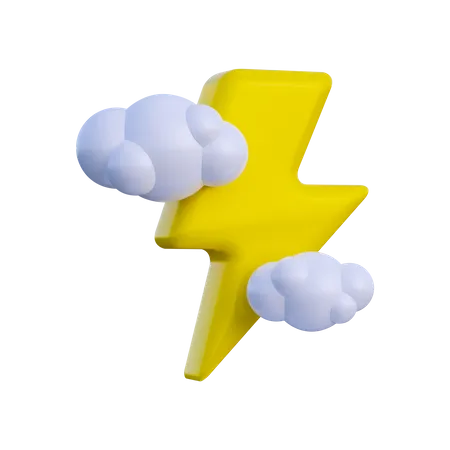 Thunderbolt With Cloud  3D Illustration