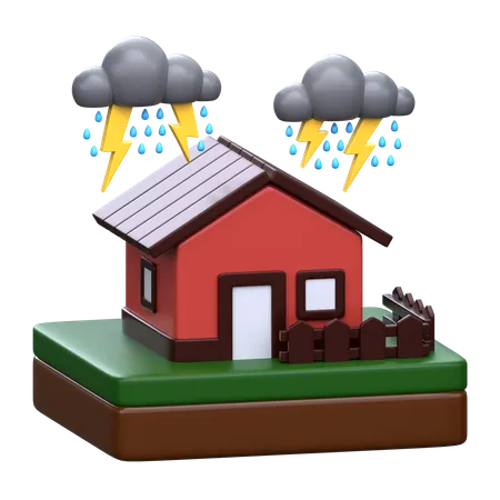 Thunderstorm 3 D Disaster Icon 3D Icon