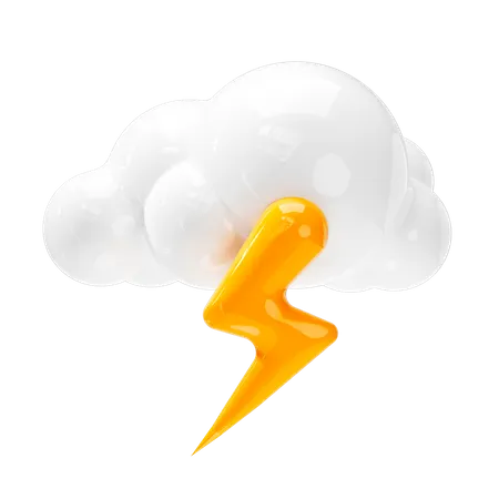 Thunderstorm Icon Weather Forecast Sign 3D Icon