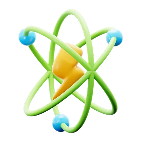 Renewable Energy With Electric Lightning Atom Orbit Circle Symbol For Future Power 3 D Icon Illustration 3D Icon