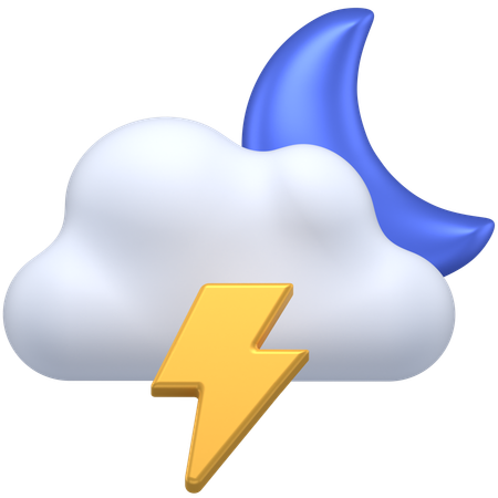 Thunderstorm in night  3D Icon
