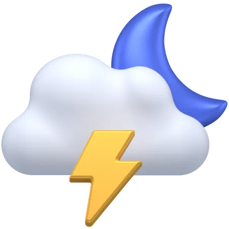 3 D Icon Of A Thunderstorm In Night 3D Icon