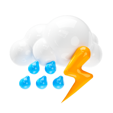 Thunderstorm Rain  3D Icon