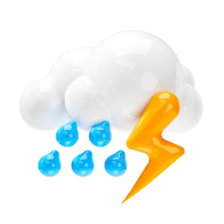 Thunderstorm Rain  3D Icon