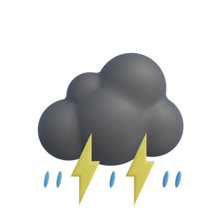 Thunderstorm Rain  3D Icon