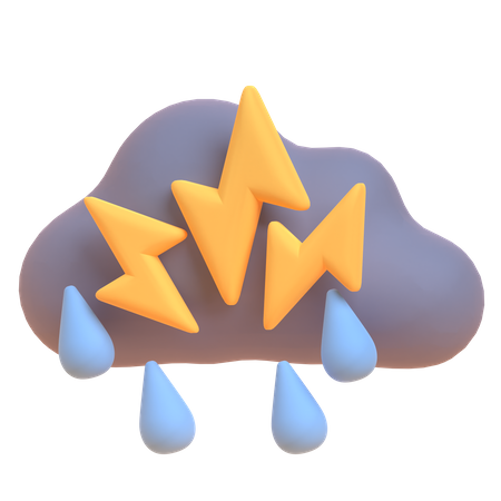 Thunderstorm Rain 3D Illustration