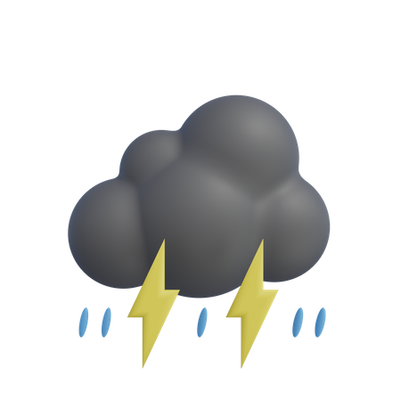 Thunderstorm Rain 3D Icon
