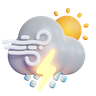 thunderstorm rain with sun emoji 3d