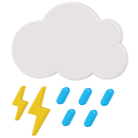 Thunderstorm with rain  3D Icon