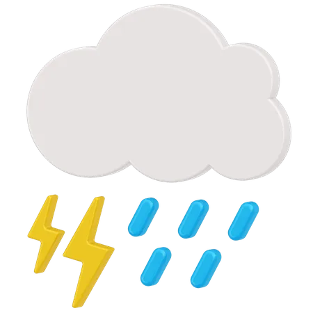 Thunderstorm with rain  3D Icon