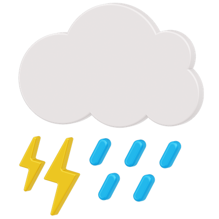 Thunderstorm with rain 3D Icon