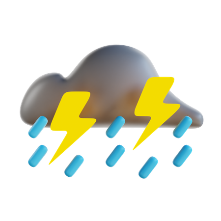 Thunderstorm With Rain Weather  3D Icon